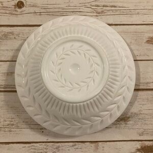 Vintage Indiana Glass White Milk Glass Cut Laurel Leaf Pattern 10" Bowl